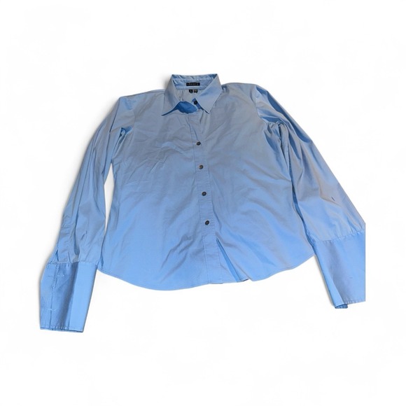 Theory Women's  Fitted  Classic Button Down w/ French Cuffs The Perfect Blue L - Picture 1 of 7